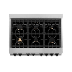 ZLINE Autograph Edition 36 in. 4.6 cu. ft. Gas Burner/Gas Oven Range in DuraSnow® with Matte Black Accents, RGSZ-SN-36-MB - Smart Kitchen Lab
