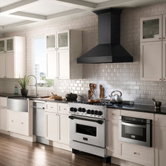 ZLINE Autograph Edition 36 in. 4.6 cu. ft. Gas Burner/Gas Oven Range in DuraSnow® with Matte Black Accents, RGSZ-SN-36-MB - Smart Kitchen Lab