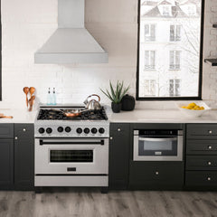 ZLINE Autograph Edition 36 in. 4.6 cu. ft. Gas Burner/Gas Oven Range in DuraSnow® with Matte Black Accents, RGSZ-SN-36-MB - Smart Kitchen Lab