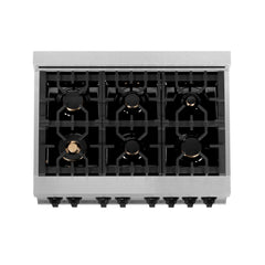 ZLINE Autograph Edition 36 in. 4.6 cu. ft. Range with Gas Stove and Electric Oven in DuraSnow® with Matte Black Accents, RASZ-SN-36-MB - Smart Kitchen Lab