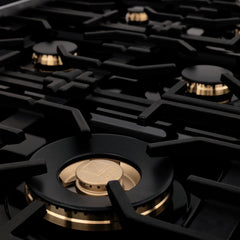 ZLINE Autograph Edition 36 in. Gas Burner/Gas Oven Range in DuraSnow® with Gold Accents, RGSZ-SN-36-G - Smart Kitchen Lab