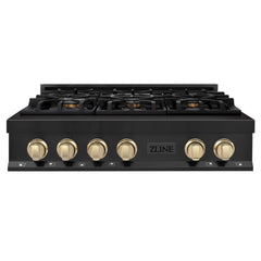ZLINE Autograph Edition 36 in. Gas Rangetop in Stainless Steel and Gold Accents, RTZ-36-G - Smart Kitchen Lab