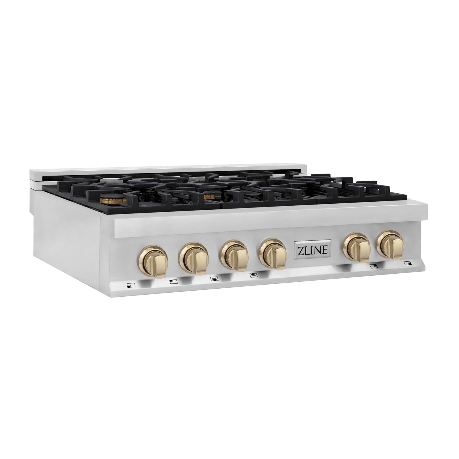ZLINE Autograph Edition 36 in. Gas Rangetop in Stainless Steel and Gold Accents, RTZ-36-G - Smart Kitchen Lab