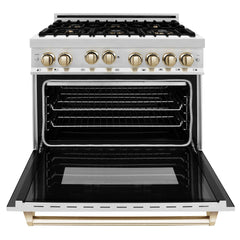 ZLINE Autograph Edition 36 in. Range with Gas Stove and Gas Oven in Stainless Steel with Gold Accents, RGZ-36-G - Smart Kitchen Lab