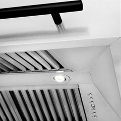 ZLINE Autograph Edition 36 Inch DuraSnow® Stainless Steel Range Hood with White Matte Shell and Matte Black Handle, 8654SNZ-WM36-MB - Smart Kitchen Lab