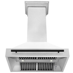 ZLINE Autograph Edition 36 Inch DuraSnow® Stainless Steel Range Hood with White Matte Shell and Matte Black Handle, 8654SNZ-WM36-MB - Smart Kitchen Lab