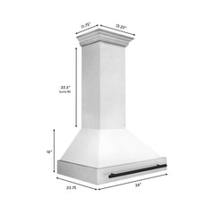 ZLINE Autograph Edition 36 Inch DuraSnow® Stainless Steel Range Hood with White Matte Shell and Matte Black Handle, 8654SNZ-WM36-MB - Smart Kitchen Lab