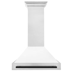 ZLINE Autograph Edition 36 Inch DuraSnow® Stainless Steel Range Hood with White Matte Shell and Matte Black Handle, 8654SNZ-WM36-MB - Smart Kitchen Lab