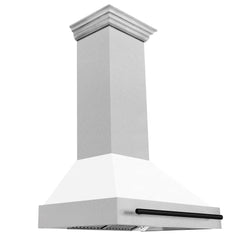 ZLINE Autograph Edition 36 Inch DuraSnow® Stainless Steel Range Hood with White Matte Shell and Matte Black Handle, 8654SNZ-WM36-MB - Smart Kitchen Lab