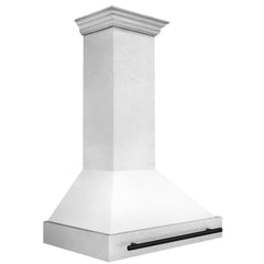 ZLINE Autograph Edition 36 Inch DuraSnow® Stainless Steel Range Hood with White Matte Shell and Matte Black Handle, 8654SNZ-WM36-MB - Smart Kitchen Lab