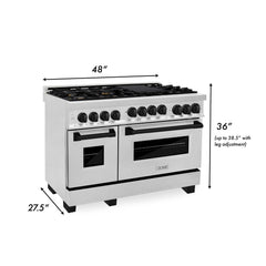 ZLINE Autograph Edition 48" 6.0 cu. ft. Gas Range in DuraSnow® Stainless Steel with Matte Black Accents, RGSZ-SN-48-MB - Smart Kitchen Lab