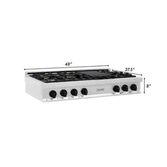 ZLINE Autograph Edition 48 in. Porcelain Rangetop with 7 Gas Burners in Stainless Steel and Matte Black Accents, RTZ-48-MB - Smart Kitchen Lab