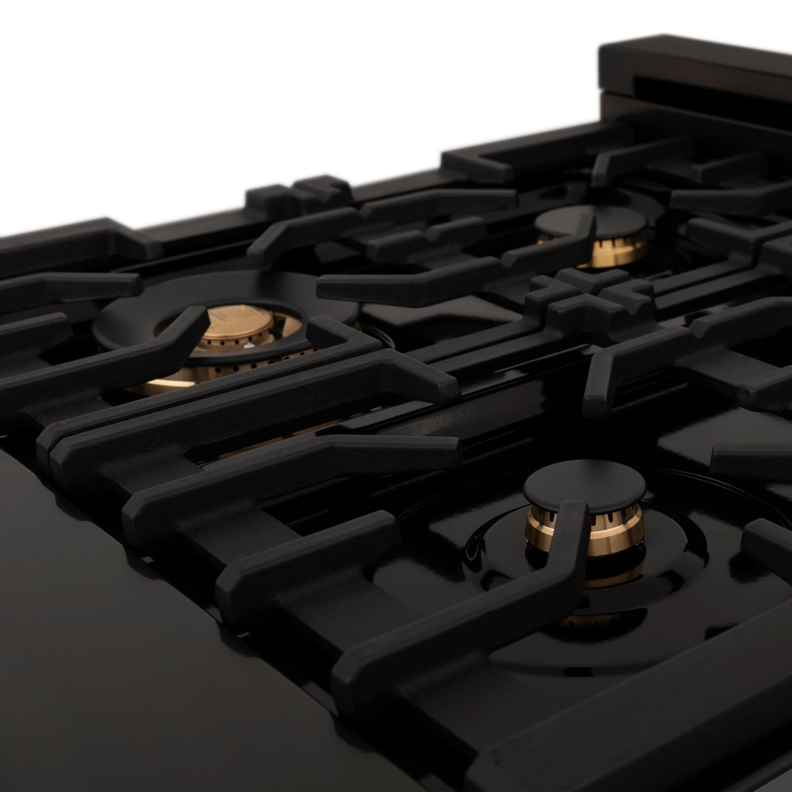 ZLINE Autograph Edition 48 Inch Porcelain Rangetop with 7 Gas Burners in Black Stainless Steel and Gold Accents, RTBZ-48-G - Smart Kitchen Lab