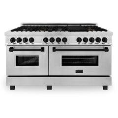 ZLINE Autograph Edition 60 in. 7.4 cu. ft. Gas Burner/Electric Oven Range in Stainless Steel with Matte Black Accents, RAZ-60-MB - Smart Kitchen Lab