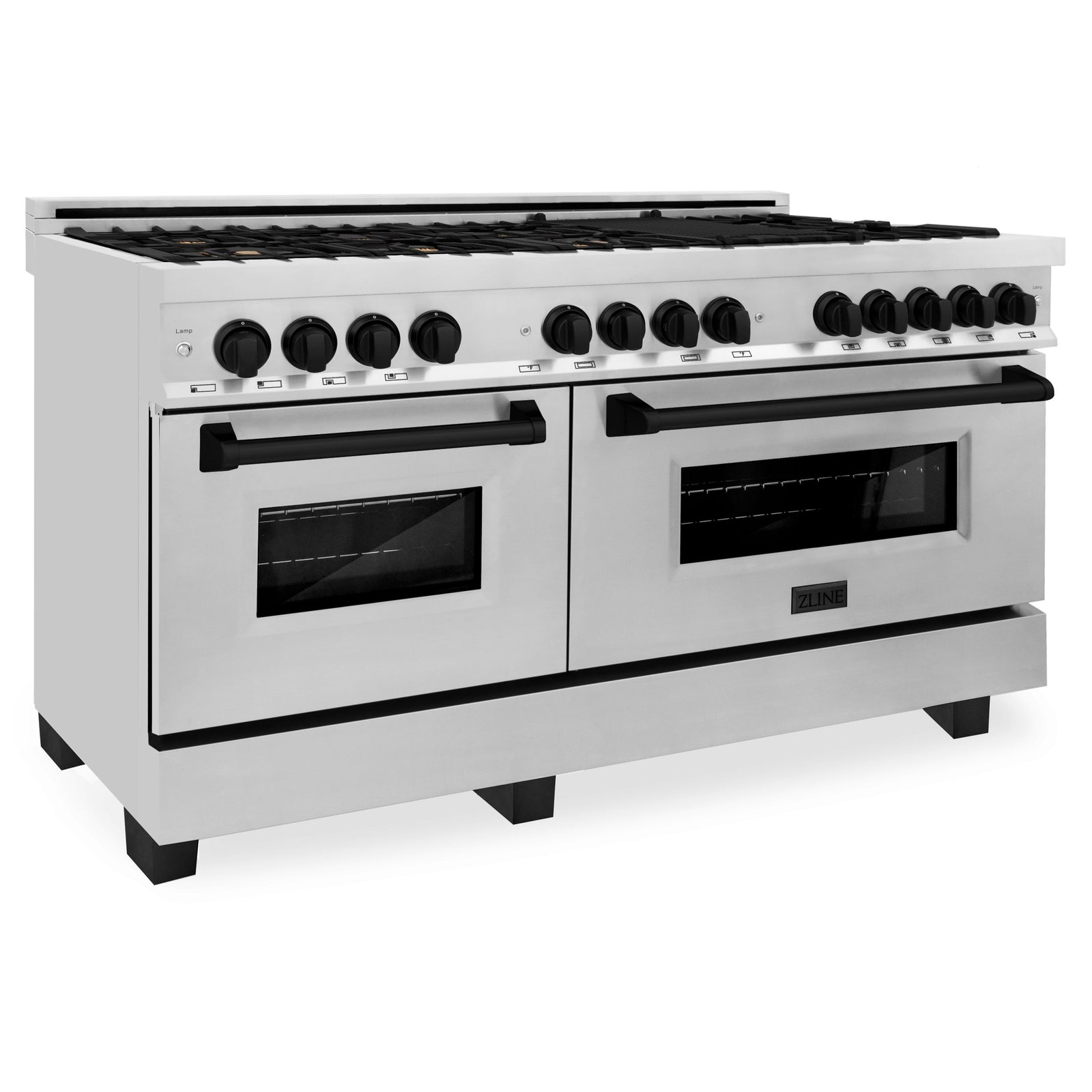 ZLINE Autograph Edition 60 in. 7.4 cu. ft. Gas Burner/Electric Oven Range in Stainless Steel with Matte Black Accents, RAZ-60-MB - Smart Kitchen Lab