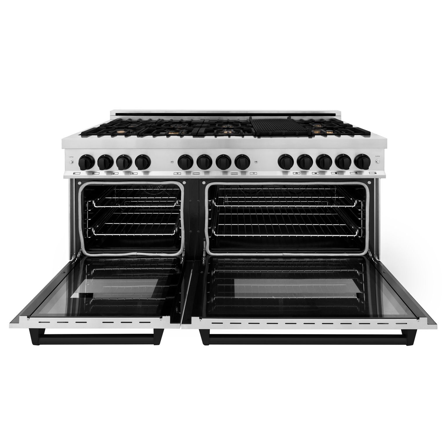 ZLINE Autograph Edition 60 in. 7.4 cu. ft. Gas Burner/Electric Oven Range in Stainless Steel with Matte Black Accents, RAZ-60-MB - Smart Kitchen Lab