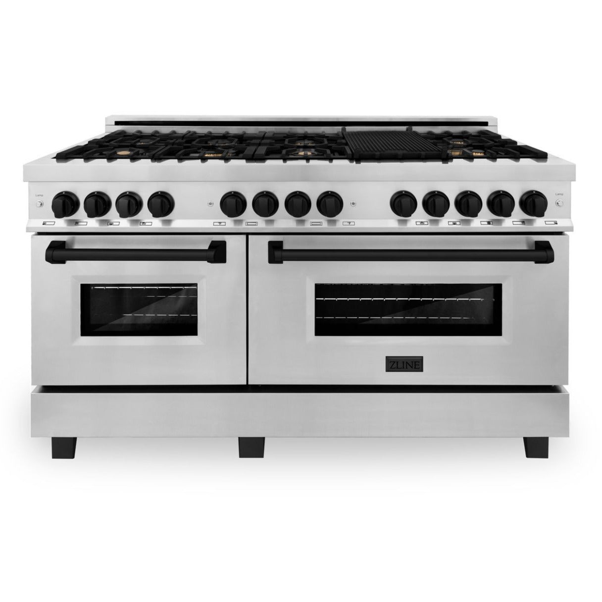 ZLINE Autograph Edition 60 in. 7.4 cu. ft. Gas Burner/Electric Oven Range in Stainless Steel with Matte Black Accents, RAZ-60-MB - Smart Kitchen Lab