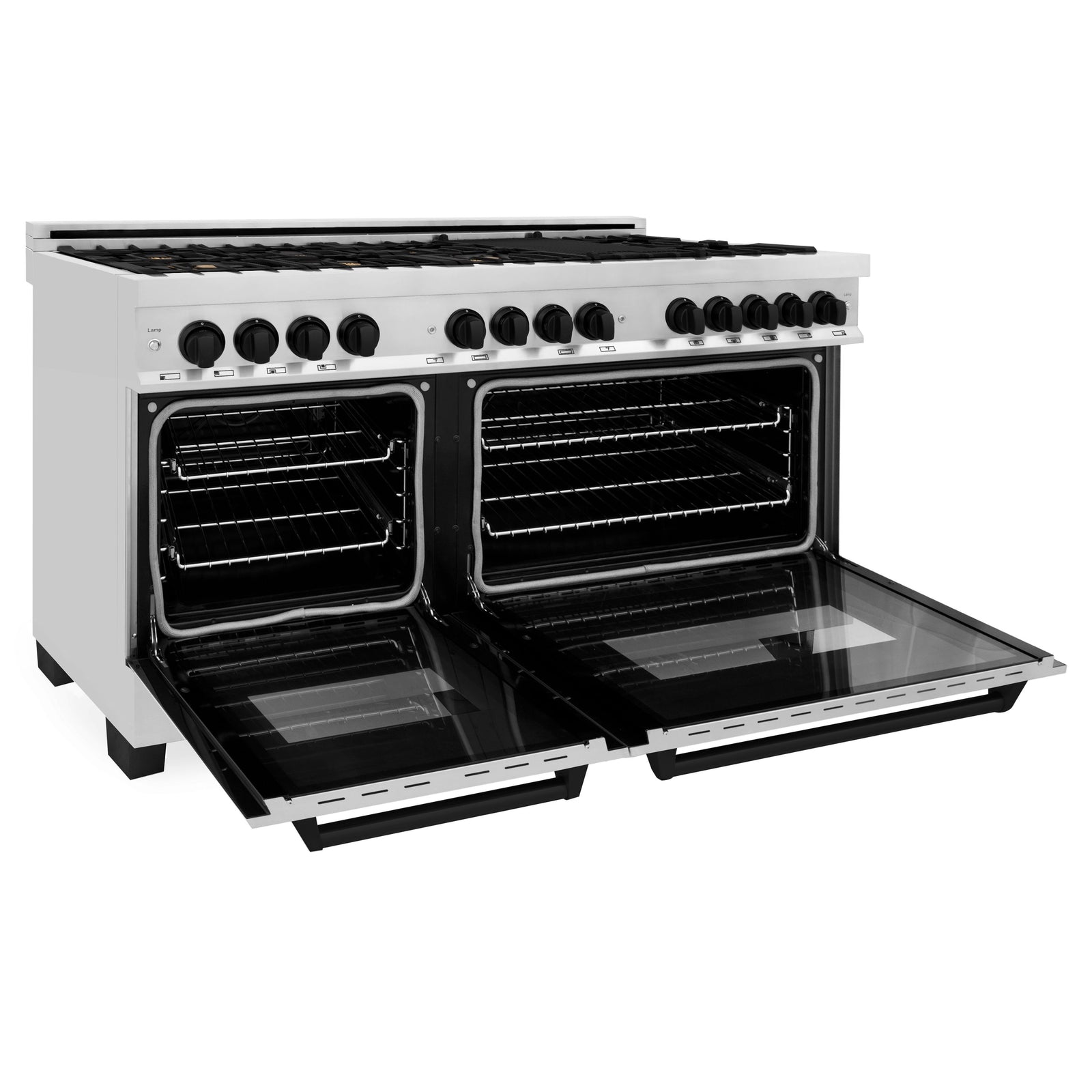 ZLINE Autograph Edition 60 in. 7.4 cu. ft. Gas Burner/Electric Oven Range in Stainless Steel with Matte Black Accents, RAZ-60-MB - Smart Kitchen Lab