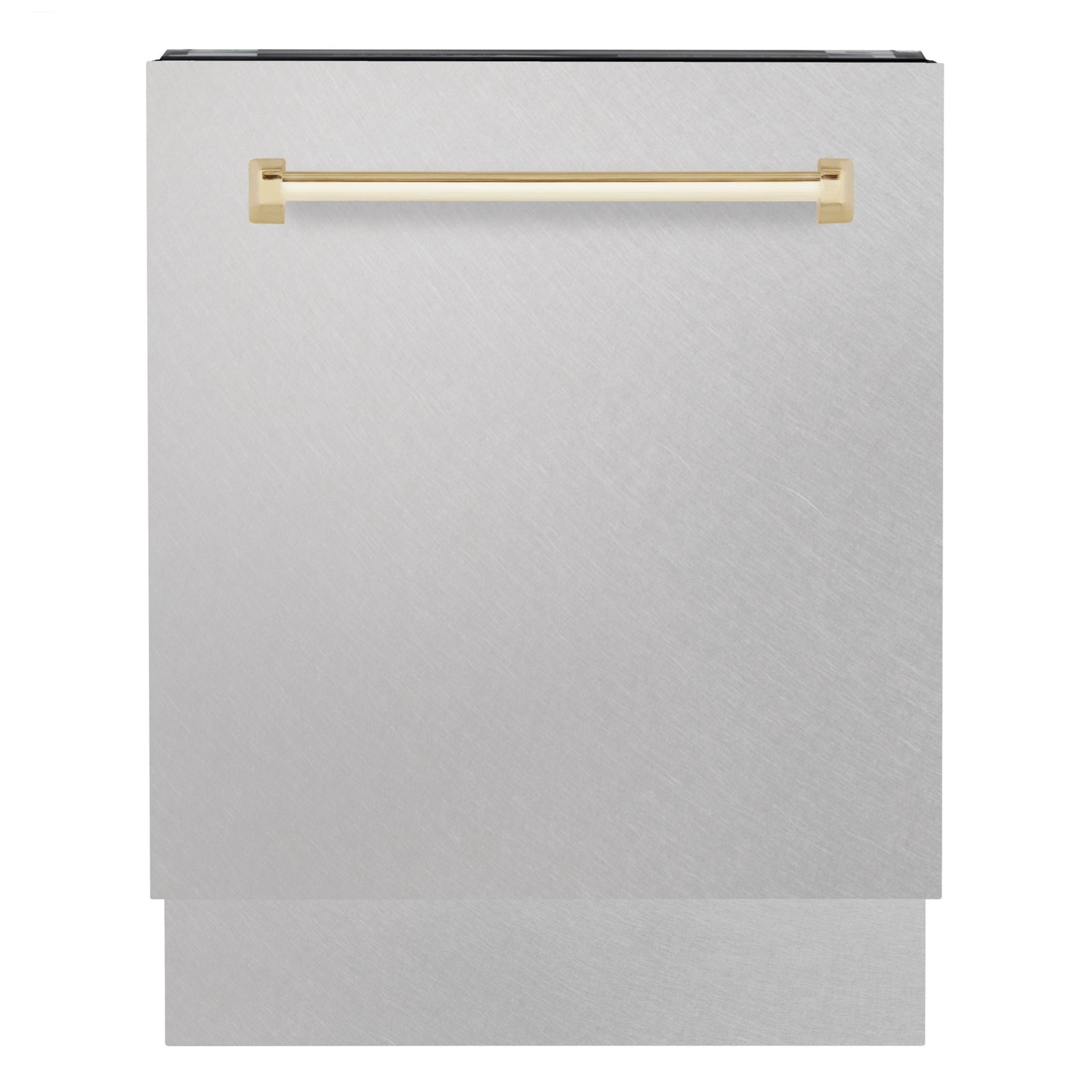 ZLINE Autograph Series 24 inch Tall Dishwasher in DuraSnow® Stainless Steel with Gold Handle, DWVZ-SN-24-G - Smart Kitchen Lab