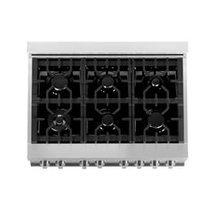 ZLINE Kitchen and Bath 36 Inch Professional Gas Burner and Gas Oven Range in Stainless Steel, RG36 - Smart Kitchen Lab