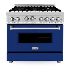 ZLINE Kitchen and Bath 36 Inch Professional Gas Burner and Gas Oven Range in Stainless Steel, RG36 - Smart Kitchen Lab