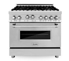 ZLINE Kitchen and Bath 36 Inch Professional Gas Burner and Gas Oven Range in Stainless Steel, RG36 - Smart Kitchen Lab