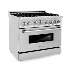 ZLINE Kitchen and Bath 36 Inch Professional Gas Burner and Gas Oven Range in Stainless Steel, RG36 - Smart Kitchen Lab