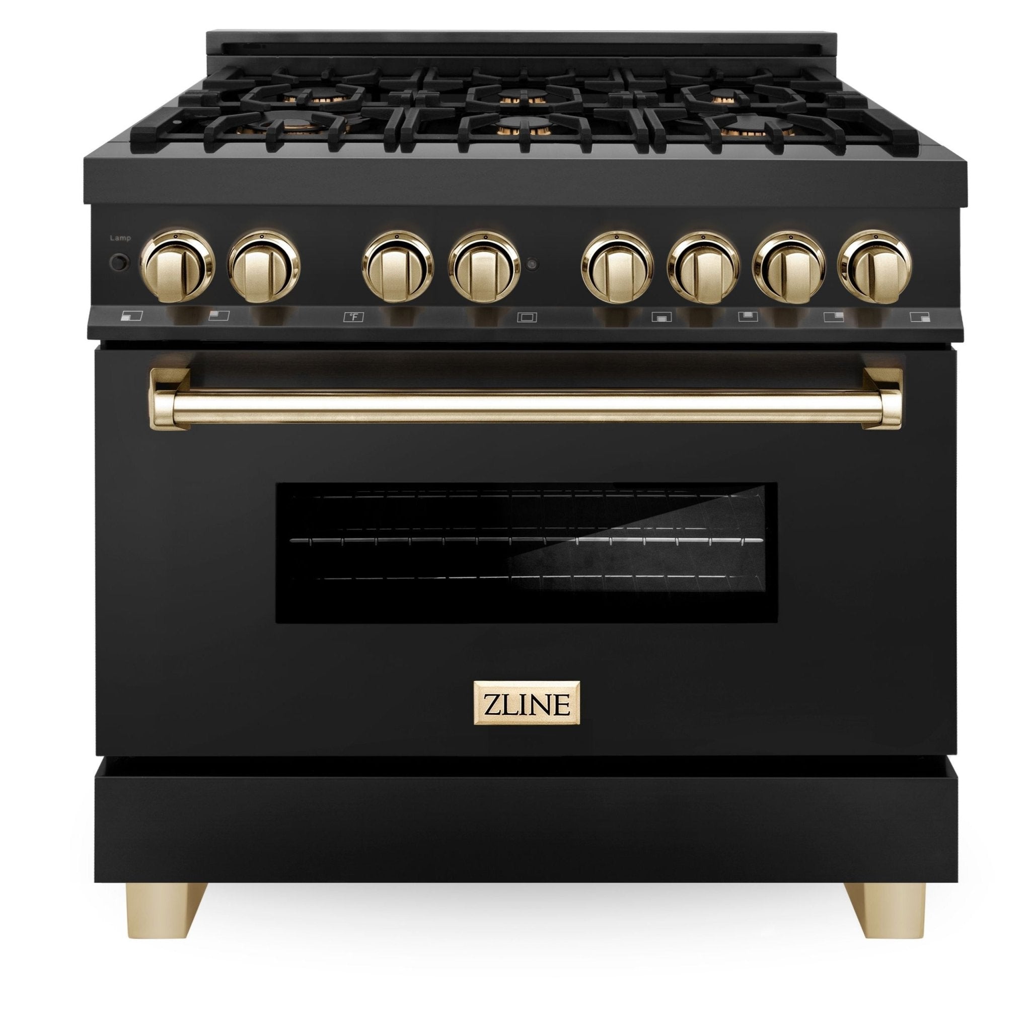 ZLINE Kitchen and Bath Autograph Edition 36 In. Range with Gas Stove and Electric Oven in Stainless Steel with Gold Accent, RAZ-36-G - Smart Kitchen Lab