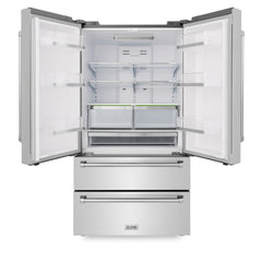 ZLINE Stainless Steel Refrigerator with Freestanding French Doors & Ice Maker - 36-Inch, 22.5 Cu. Ft., RFM-36 - Smart Kitchen Lab